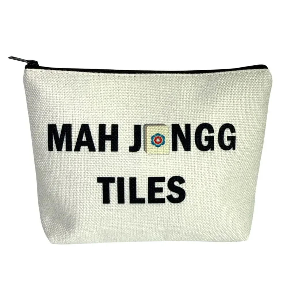 Mah Jongg Tiles Canvas Zipper Pouch Cosmetic Bag Mahjong Gift 9.5x7 NEW